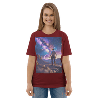 Cosmic Cowboy Organic Cotton T-Shirt - Space Western Graphic Tee - Design Delight Studio