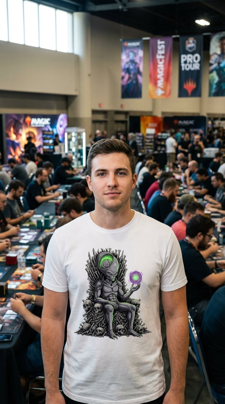 Alien Bone Throne Organic Cotton Graphic T-Shirt - Tournament Grinder (CCG) in Tournament Hall - 90s Retro Sustainable