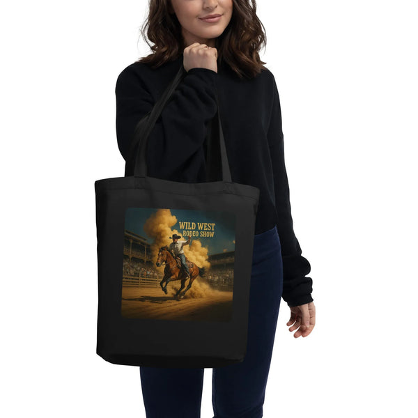 Rodeo Spirit Organic Tote Bag | Sustainable Western-Inspired Design - Sustainable Organic Design | Primary Flat-lay Front View