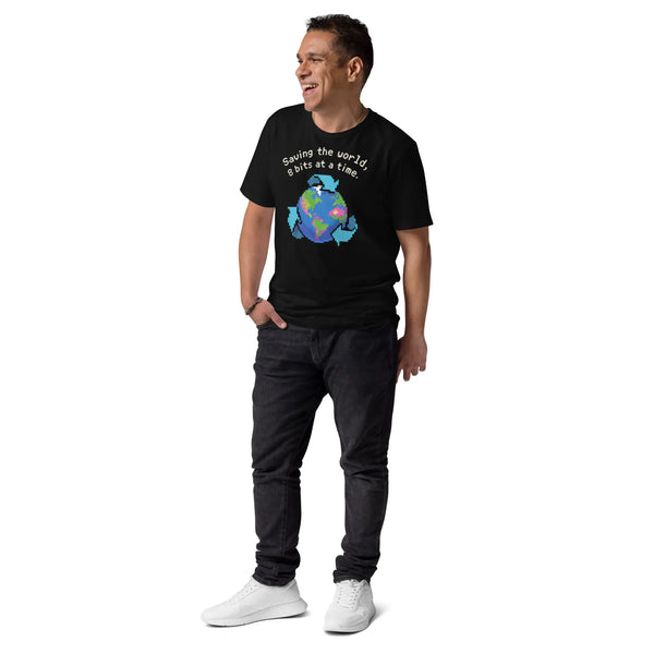 Pixel Earth Organic Cotton Tee | Verified Sustainable Gamer Streetwear - Sustainable Organic Design | Primary Mockup Front View