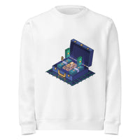 Secure The Bag Organic Sweatshirt | Retro Y2K Isometric Art - Sustainable Organic Design | Primary Mockup Front View