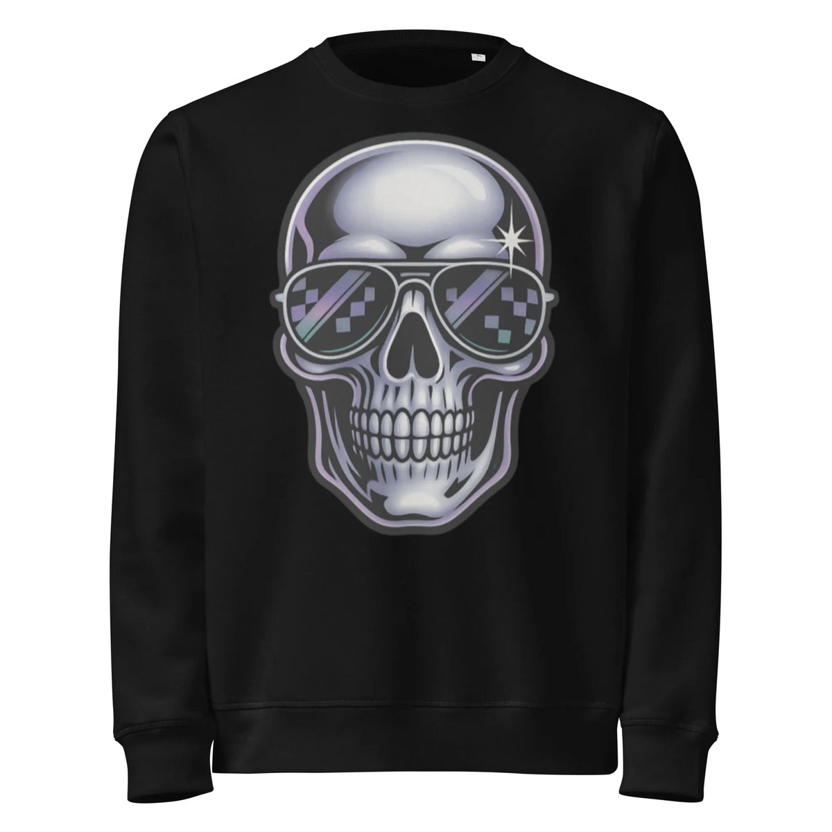 Organic Cotton Pixel Skull Sweatshirt – GOTS & Vegan Certified - Sustainable Organic Design | Detailed Alternative View