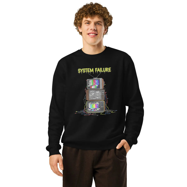 System Failure Glitch Organic Sweatshirt | Y2K Cyberpunk Gamer Wear - Sustainable Organic Design | Primary Mockup Front View