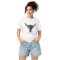 Floral Longhorn Organic Cotton Tee | Western Renaissance Collection - Sustainable Organic Design | Primary Flat-lay Front View