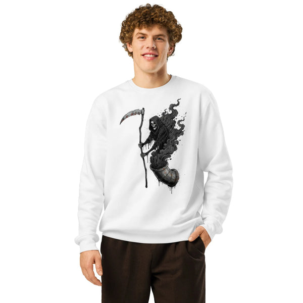 Grim Reaper Rising Organic Crewneck - Sustainable Gamer Streetwear - Sustainable Organic Design | Primary Mockup Front View