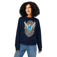"Powered By Blue" Steampunk Organic Sweatshirt | Verified Sustainable Industrial Wear - Sustainable Organic Design | Detailed Alternative View