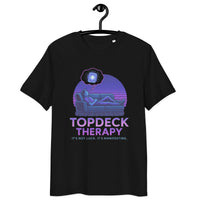 Neon Dreams: Organic Topdeck Therapy Tee – Sustainable Gamer Streetwear - Sustainable Organic Design | Detailed Alternative View