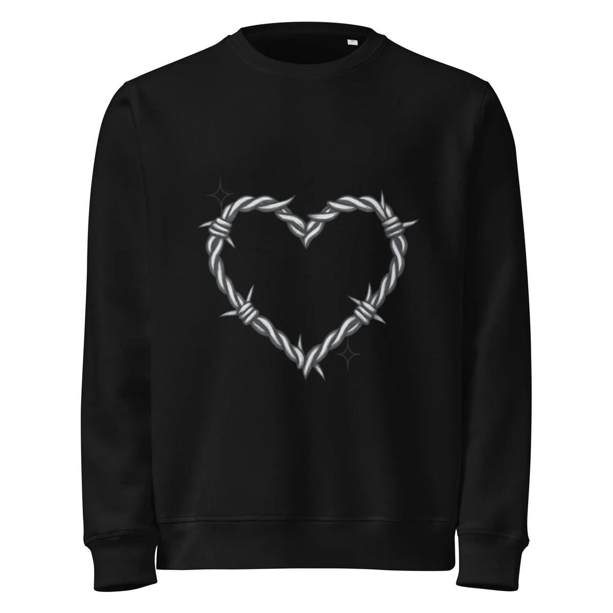 Barbed Wire Heart Sweatshirt – Love Hurts, But I Wear It Anyway - Sustainable Organic Design | Detailed Alternative View