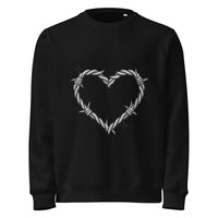 Barbed Wire Heart Sweatshirt – Love Hurts, But I Wear It Anyway - Sustainable Organic Design | Detailed Alternative View