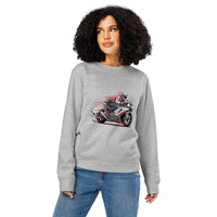 Retro Moto Racer Organic Sweatshirt | Sustainable Y2K Biker Crewneck - Sustainable Organic Design | Detailed Alternative View