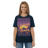 Desert Cowboy Organic Cotton T-Shirt - Western Sunset Graphic Tee - Design Delight Studio