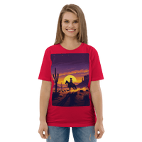 Desert Cowboy Organic Cotton T-Shirt - Western Sunset Graphic Tee - Design Delight Studio