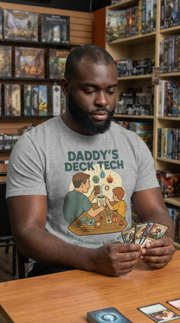 Daddy's Deck Tech Organic Tee - CCG / Tabletop Gamer in Local Game Store - Kitchen Table Legend