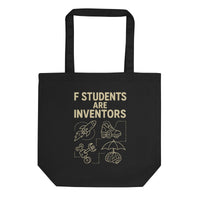 Organic Cotton Tote F Students Are Inventors Chalkboard - Sustainable Organic Design | Primary Flat-lay Front View