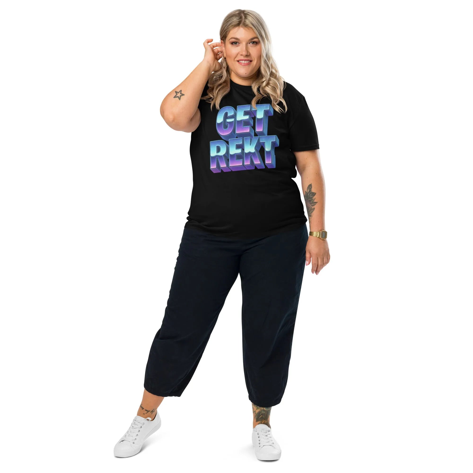 "Get Rekt" 3D Graphic Tee | 100% GOTS Organic Cotton - Sustainable Organic Design | Primary Mockup Front View