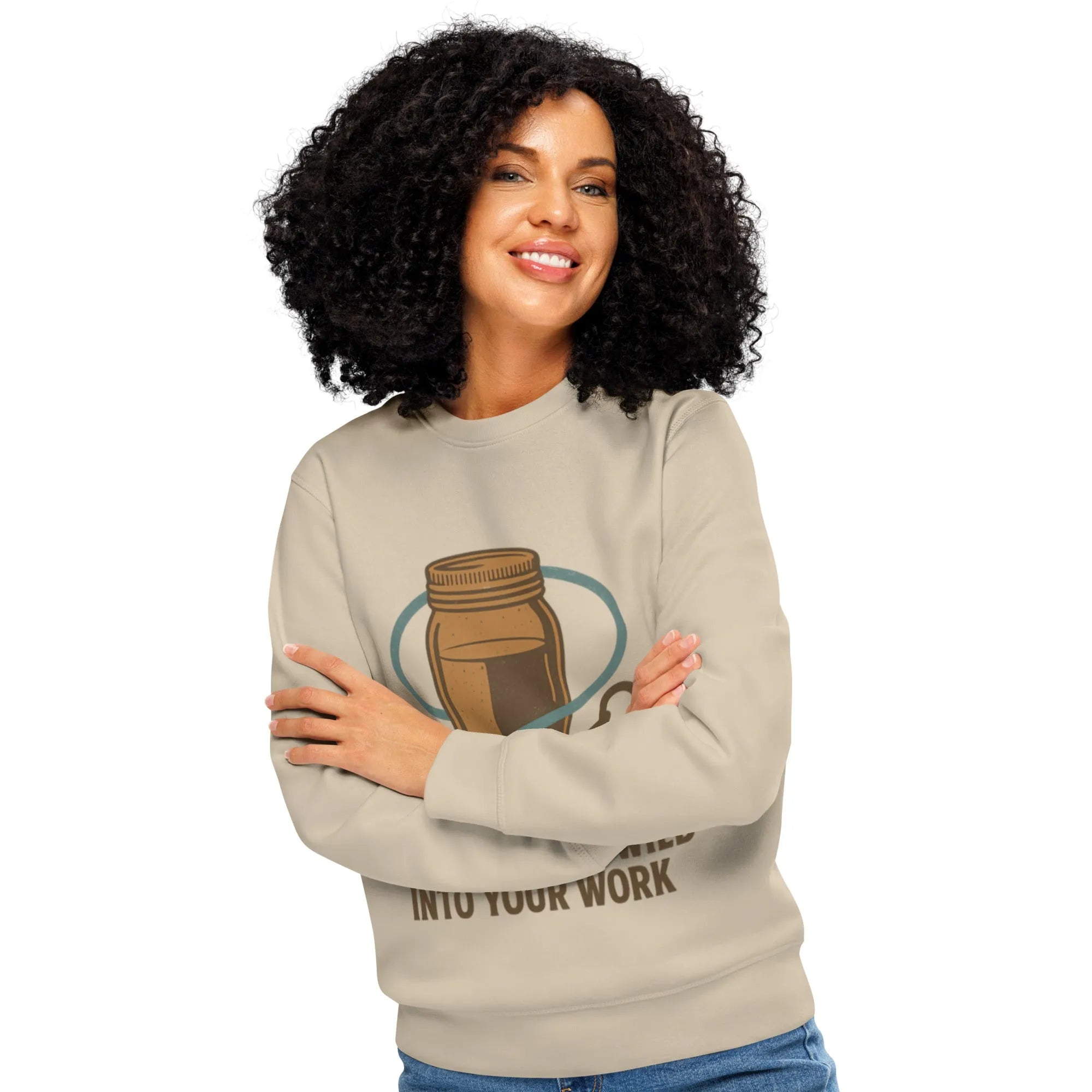 "Pour A Little Wild" Organic Cowboy Sweatshirt | Sustainable Western Crewneck - Sustainable Organic Design | Primary Mockup Front View