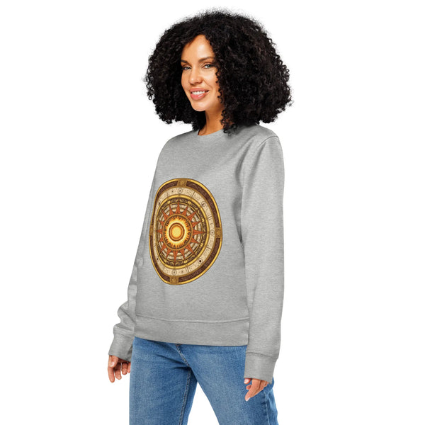 Celestial Sun Compass Organic Sweatshirt | Sustainable RPG Gamer Wear - Sustainable Organic Design | Primary Mockup Front View