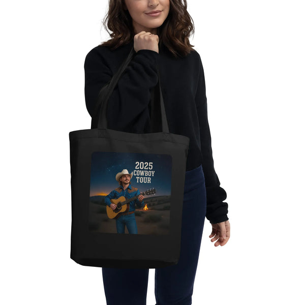 Official 2025 Cowboy Tour Tote Bag | Certified Organic Cotton & Sustainable Design - Sustainable Organic Design | Primary Flat-lay Front View