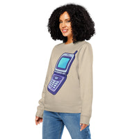 Organic Cotton Flip Phone Sweatshirt – GOTS & Vegan Certified - Sustainable Organic Design | Primary Mockup Front View