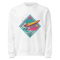 Retro Speedboat Organic Sweatshirt | 80s Synthwave & Vaporwave - Sustainable Organic Design | Primary Mockup Front View