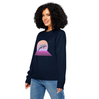 Vaporwave Dolphin Organic Sweatshirt | Retro Synthwave Style - Sustainable Organic Design | Detailed Alternative View
