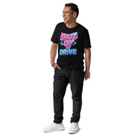 "Shut Up And Drive" Neon 3D Graphic Tee | 100% GOTS Organic Cotton - Sustainable Organic Design | Detailed Alternative View