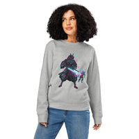 Cyberpunk Samurai Organic Cotton Sweatshirt | Gamer Level-Up - Sustainable Organic Design | Detailed Alternative View