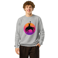 Neon Bronco Organic Sweatshirt | Retro Western & Synthwave Style - Sustainable Organic Design | Detailed Alternative View
