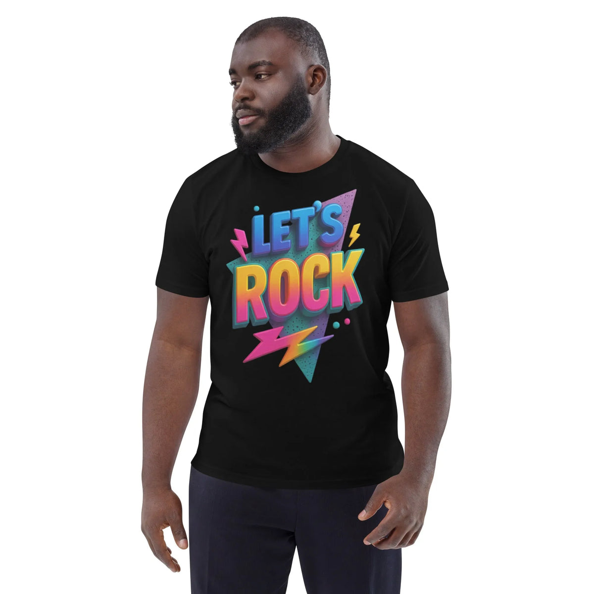 Let's Rock Neon 3D Tee – 100% Organic Cotton - Sustainable Organic Design | Detailed Alternative View