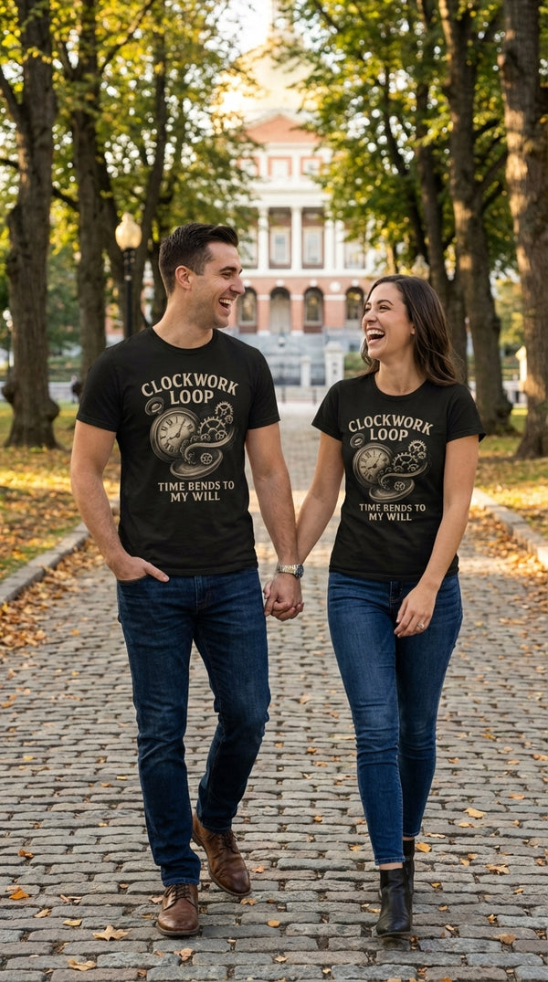 Clockwork Loop Organic Unisex T-Shirt - Alpha Edition - Couple / Duo in Boston Common - The Tournament Grinder