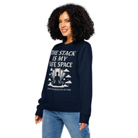 Stack Is My Safe Space Organic Gamer Sweatshirt - Sustainable Organic Design | Primary Mockup Front View