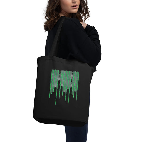 Digital Stream Organic Tote Bag | Sustainable Carry for the Modern Innovator - Sustainable Organic Design | Detailed Alternative View