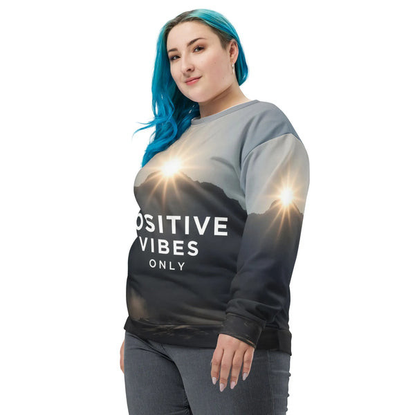 Positive Vibes Recycled Sweatshirt | Sustainable Streetwear - Sustainable Organic Design | Detailed Alternative View