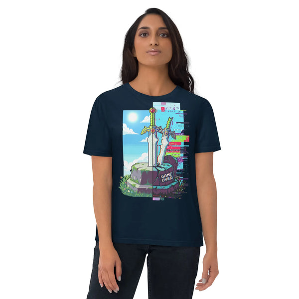 Pixel Blade Organic Cotton Tee | Sustainable Gaming Apparel - Sustainable Organic Design | Detailed Alternative View