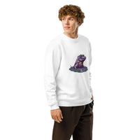 Vaporwave Gator Organic Sweatshirt | Retro Synthwave & Gamer Style - Sustainable Organic Design | Primary Mockup Front View