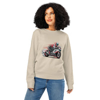 Retro Moto Racer Organic Sweatshirt | Sustainable Y2K Biker Crewneck - Sustainable Organic Design | Primary Mockup Front View