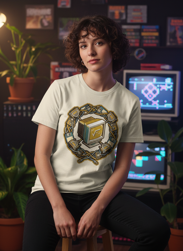 Retro Tech Pixel Art Tee | Sustainably Crafted Organic Cotton