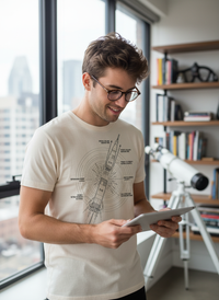 Saturn V Rocket Blueprint Tee | Sustainably Crafted for Innovators