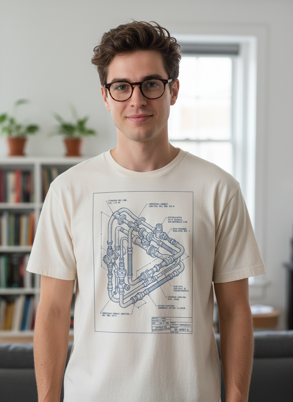 Aerospace Blueprint Organic Cotton Tee | Design Delight Studio