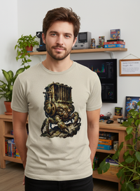 Clockwork Moss GOTS-certified organic cotton tee worn by a model, view 2