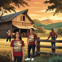 Rustic Ranch Life Organic Cotton T-Shirt | Cowboy & Horses Tee - Design Delight Studio