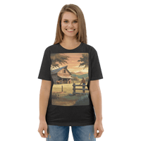 Rustic Ranch Life Organic Cotton T-Shirt | Cowboy & Horses Tee - Design Delight Studio