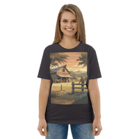 Rustic Ranch Life Organic Cotton T-Shirt | Cowboy & Horses Tee - Design Delight Studio
