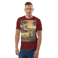 Rustic Ranch Life Organic Cotton T-Shirt | Cowboy & Horses Tee - Design Delight Studio