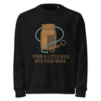 Black sweatshirt with a mason jar graphic and text on a white background